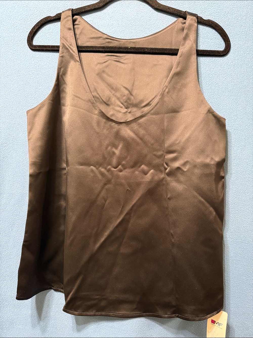 New Black Satin Scoop Neck Women's Tank Top